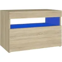 vidaXL Nachtkastje LED-verlichting 60x35x40 cm bewerkt hout sonoma eik