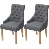 vidaXL Eetkamerstoelen 2 stuks eikenhout en stof donkergrijs online kopen
