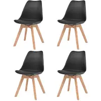 vidaXL Eetkamerstoelen kunstleer massief hout zwart 4 st online kopen