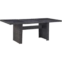 vidaXL Tuintafel 200x100x74 cm glas en poly rattan zwart