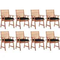 vidaXL Tuinstoelen 8 st met kussens massief acaciahout