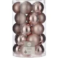 House of Seasons 25x Kunststof kerstballen lichtroze 8 cm - Kerstbal