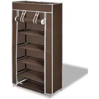 vidaXL Stoffen schoenenrek met hoes 58 x 28 x 106 cm bruin online kopen