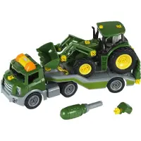 John Deere Toys John Deere transportwagen met trekker - 1:24 - incl. licht- en geluidseffecten - groen geel