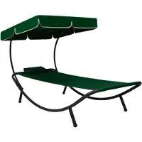 vidaXL Loungebed met luifel en kussen groen