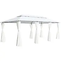 vidaXL Prieel met gordijnen 180g/m² 600x298x270 cm wit