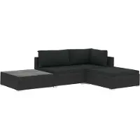 vidaXL 4-delige Loungeset met kussens poly rattan zwart