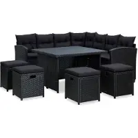 vidaXL Loungeset voor buiten poly rattan zwart 15-delig online kopen
