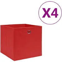 vidaXL Opbergboxen 4 st 28x28x28 cm nonwoven stof rood