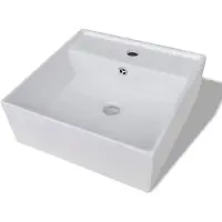 vidaXL Luxe wastafel met overloop en kraangat vierkant keramiek 41x41 cm