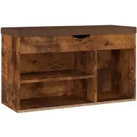 vidaXL Schoenenbank met kussen 80x30x47 cm bewerkt hout gerookt eiken