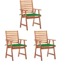vidaXL Tuinstoelen 3 st met kussens massief acaciahout