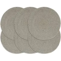 vidaXL Placemats 6 st rond 38 cm katoen effen grijs