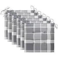 vidaXL Tuinstoelkussens 6 st 50x50x4 cm oxford stof ruitpatroon grijs