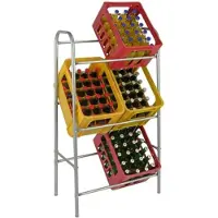 Haushalt Zilveren krattenrek voor 6 kratten / bierkratten rek 65 x 34 x 115 cm - kratten bewaren - bierkratten rekjes