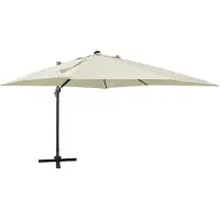 vidaXL Zweefparasol met paal en LED-verlichting 300 cm zandkleurig