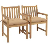 vidaXL Tuinstoelen 2 st met beige kussens massief teakhout