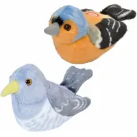 Wild republic Set van 2x stuks pluche vogels knuffels van 14 cm met geluid - Vogel knuffels