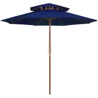 vidaXL Parasol dubbeldekker met houten paal 270 cm blauw