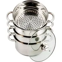 KINGHOFF STOOMPOT 5 ELEM. 18cm KH-3317, Pan + steelpan, Zilver