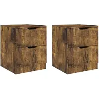 vidaXL Nachtkastjes 2 st 40x40x50 cm bewerkt hout gerookt eikenkleurig