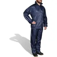 vidaXL Blauwe regenjas voor heren, 2-delig met capuchon, maat XL