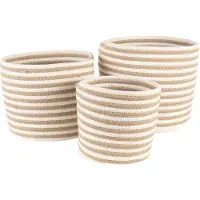 Clayre & Eef Opbergmand Set van 3 Ø 26 Ø 26 Ø 19 cm Beige Bruin Zeegras Rond Mand Beige Mand