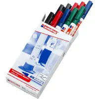 Edding 404 permanent marker - zwart, rood, blauw, groen - 10 stiften - ronde punt 0,75 mm - water en wrijfvast - voor karton, kunststof, hout, metaal, etc. - alcohol markers voor volwassenen