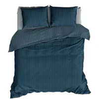 Satin d'or Dekbedovertrek Satijn Streep Teal-140 x 200 / 220 cm | 1-Persoons