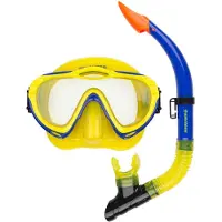 Waimea Duikbril met Snorkel - Kinderen - Geel/Blauw - Lens Gehard Glas