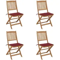 vidaXL Tuinstoelen 4 st inklapbaar met kussens massief acaciahout