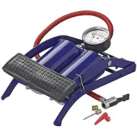 Proplus Voetpomp Dubbele Cilinder Met Manometer 7 Bar Blauw