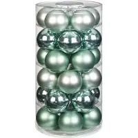 Merkloos Tube met 30 mint groene kerstballen van glas 6 cm glans en mat - Kerstbal