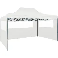 vidaXL - Partytent - met - 3 - zijwanden - inklapbaar - 3x4 - m - staal - wit