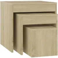 vidaXL 3-delige Tafeltjesset bewerkt hout sonoma eikenkleurig