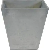 Ter Steege Bloempot/plantenpot vierkant van gerecycled kunststof steengrijs D30 en H30 cm - Plantenbakken