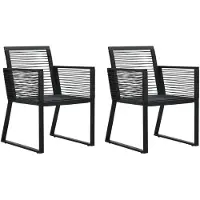 vidaXL Tuinstoelen, 2 stuks, zwart, PVC-vlechtwerk