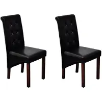 vidaXL Eetkamerstoelen gecapitonneerd kunstleer zwart 2 st online kopen