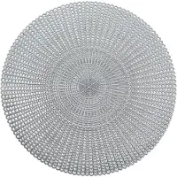 Zeller 4x Ronde onderleggers/placemats voor borden zilver 41 cm - Placemats