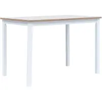 vidaXL Eettafel 114x71x75 cm massief rubberwood wit en bruin