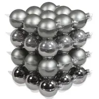 Othmar decorations 36x Glazen kerstballen mat en glans titanium grijs 6 cm - Kerstbal