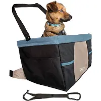Kurgo Rover Booster Seat - Verhoogde autostoel met eenvoudige bevestiging voor kleine honden tot 13kg - Zwart/Blauw 30x40x20cm