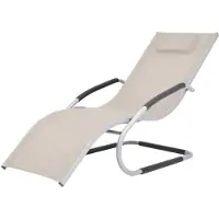 vidaXL Ligbed met kussen aluminium en textileen crème