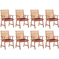 vidaXL Tuinstoelen 8 st met kussens massief acaciahout