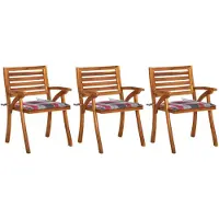 vidaXL Tuinstoelen 3 st met kussens massief acaciahout