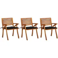 vidaXL Tuinstoelen 3 st met kussens massief acaciahout