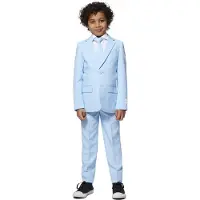 Opposuits kostuum lichtblauw Jongens Polyester Reverskraag Effen - maat 98/104