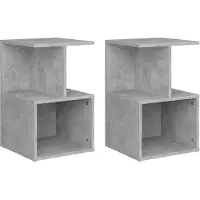 vidaXL Nachtkastjes 2 st 35x35x55 cm bewerkt hout betongrijs