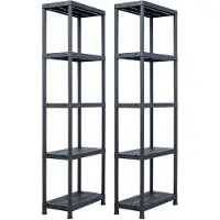 vidaXL Opbergrekken 2 st 125 kg 60x30x180 cm kunststof zwart