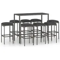 Möbelando Loungeset voor de tuin "Jaebetz", gemaakt van PE-rattan en staal, in de kleur grijs. Afmetingen (breedte/hoogte/diepte): 38x76x38 cm